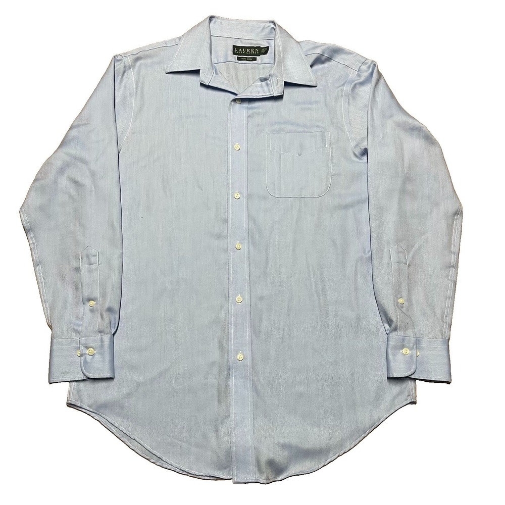 Lauren Ralph Lauren Shirt Mens 15.5 32/33 Blue Cotton Non-Iron Dress